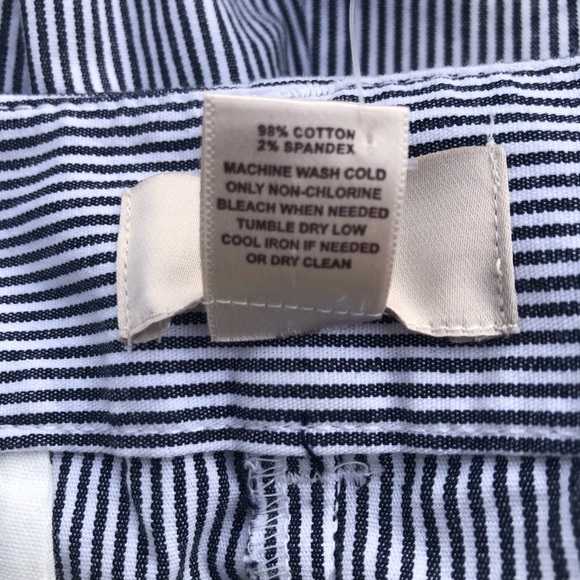 LOFT Outlet Blue and White Striped  4” Chino Shorts with Tie Belt Size 10 Cotton - Picture 2 of 4